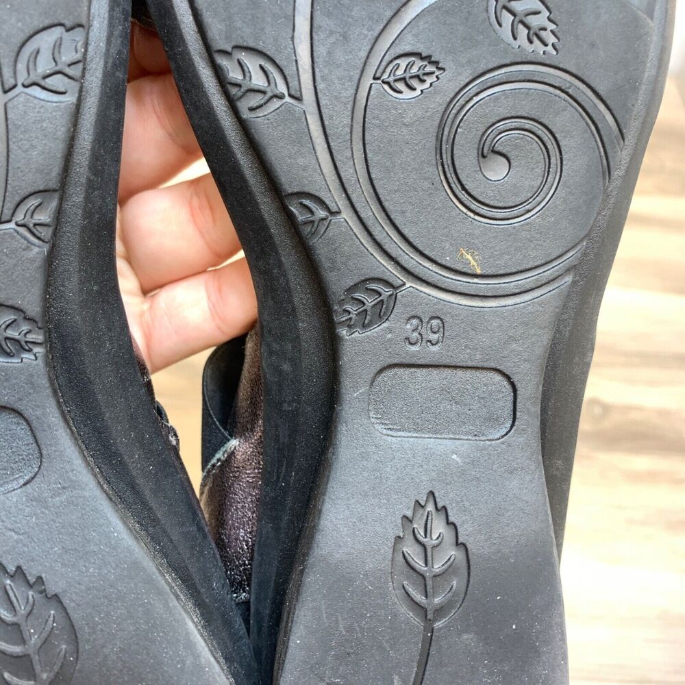 Bernie Mev Payton Sling Metallic Leather‎ Sandals Size 39 US 8 Lowe Wedge - Picture 8 of 10